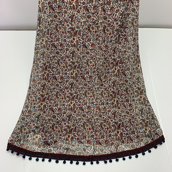 Talitha Silk Maxi Dress Medium Floral Boho Hand Beaded Pom Pom Hemline - Picture 7 of 16